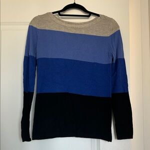 Banana Republic Women's Colorblock Sweater - Gray, Blue, Black